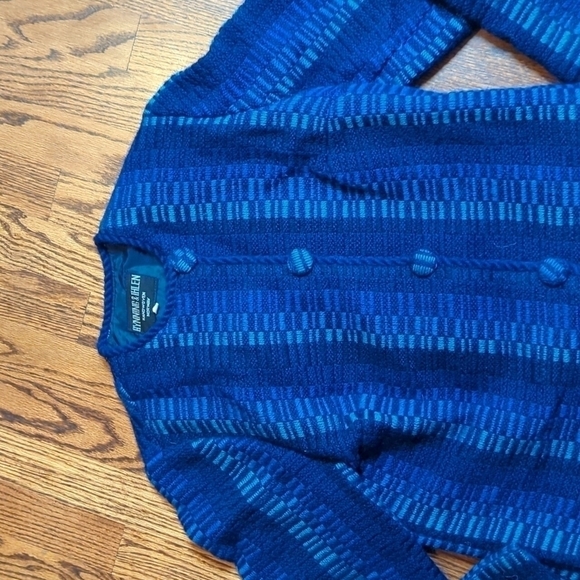 Rynning & Ihlen handwoven in Norway wool shades of blue indie blazer sz S - Picture 3 of 10